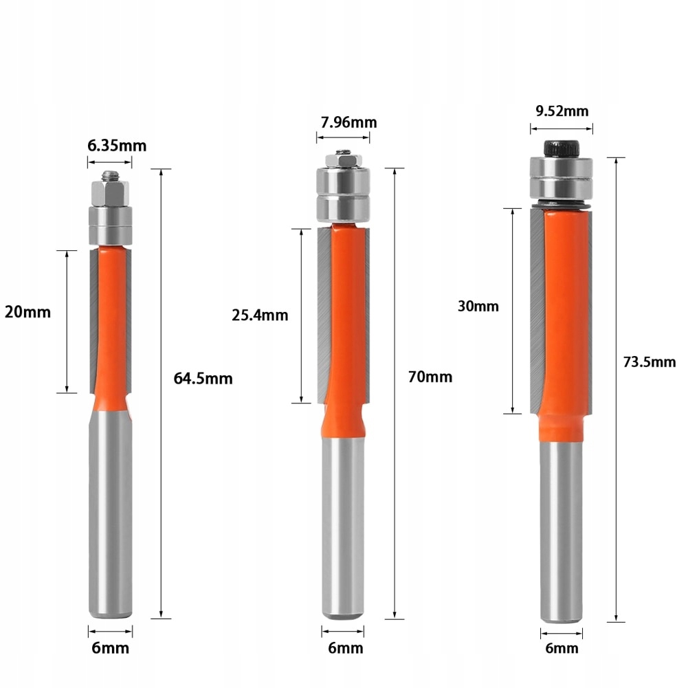 Frez do drewna prosty 6,35mm 20mm 6mm łożysko pod Marka inna