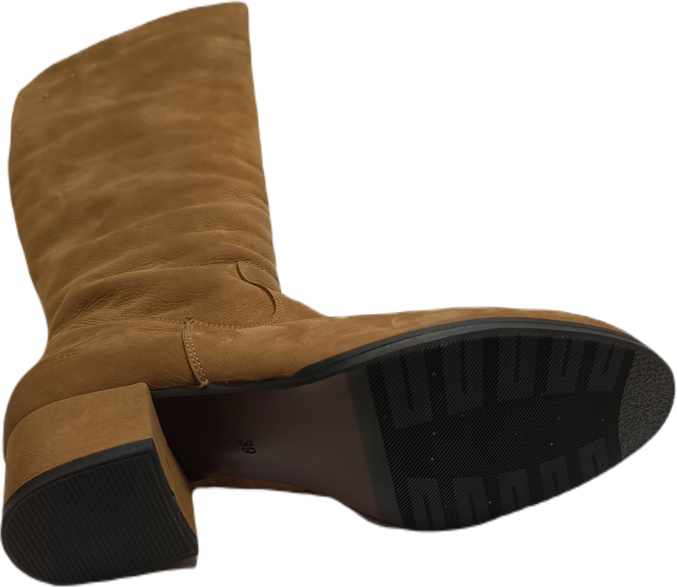 długie kozaki skóra ANN-MEX 0425 12c kamel R39 Kolor zielony