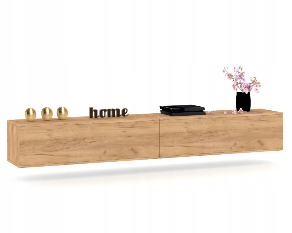 Závěsná Rtv skříňka Police Horizontální vitrína do obývacího pokoje Pawlacz Dub Craft 200