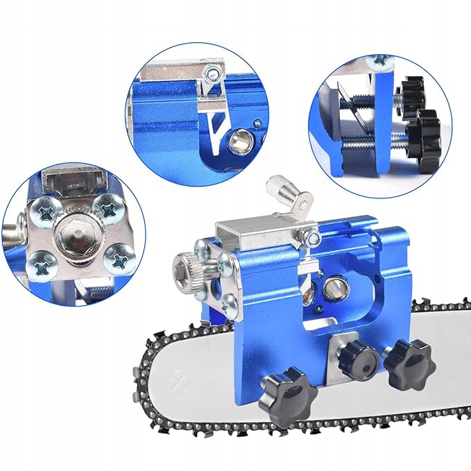 CHAINSAW SHARPENER HAND OPERATED CHAIN TEETH POWER SAW REPAIR TOOL BLUE Stan opakowania oryginalne