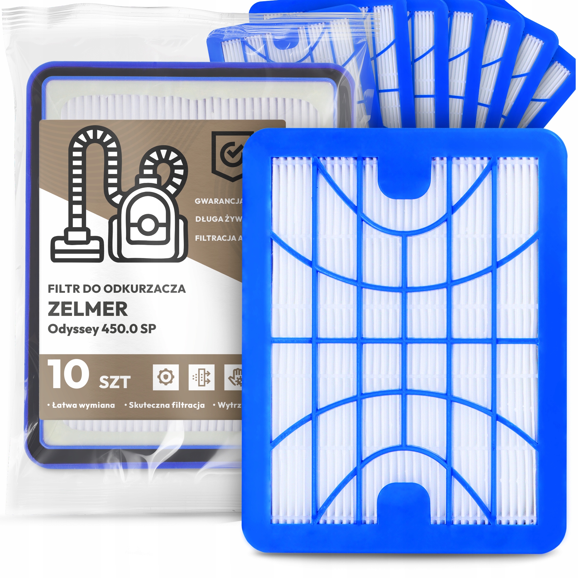 10 x Vzduchový Filtr Pro Vysavač Zelmer Odyssey 450.0 Sp Hepa Výkonný Em-w