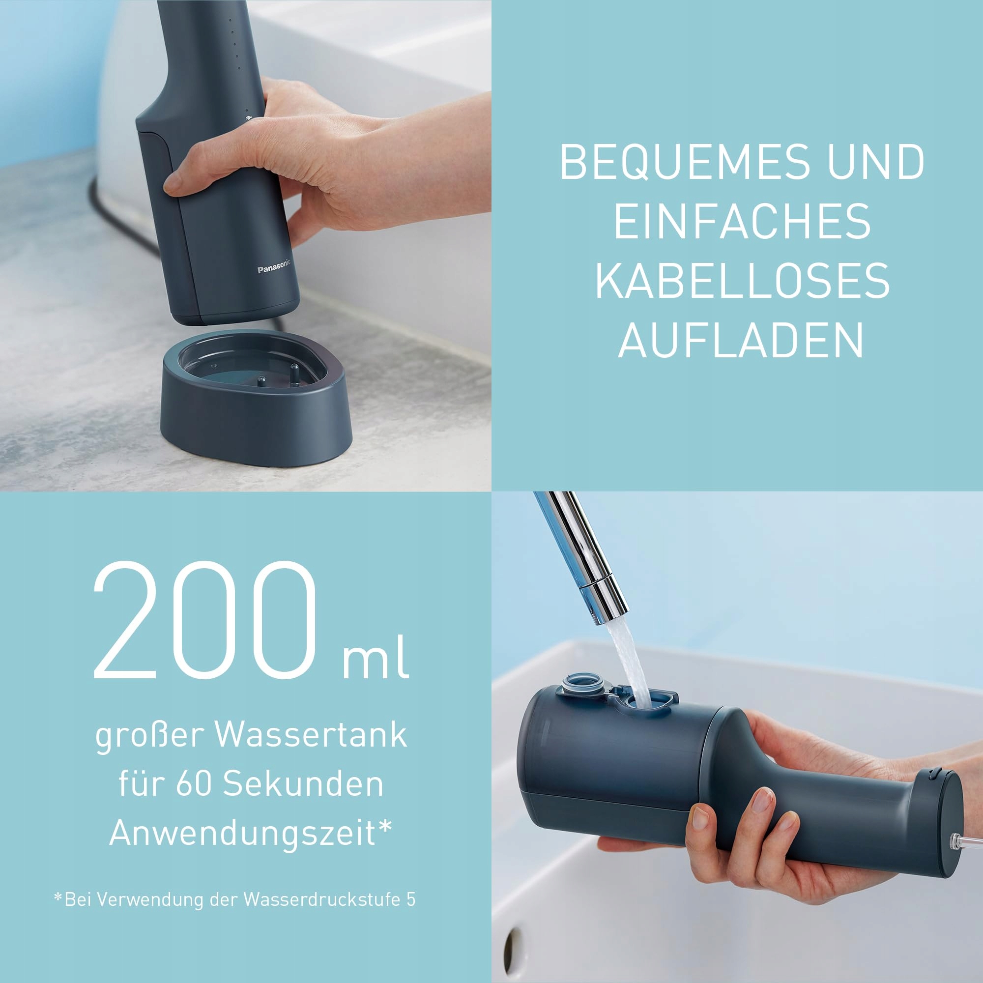 PANASONIC Seria 600 Irygator Ultradźwiękowy Bezprzewodowy 200ml IPX7 Navy — miniatura 8