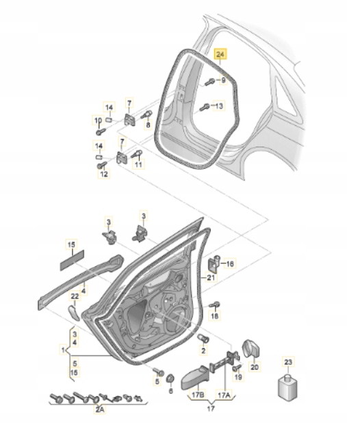 AUDI A4 B8 KOMBI USZCZELKA DRZWI TYLNA LEWA OEM