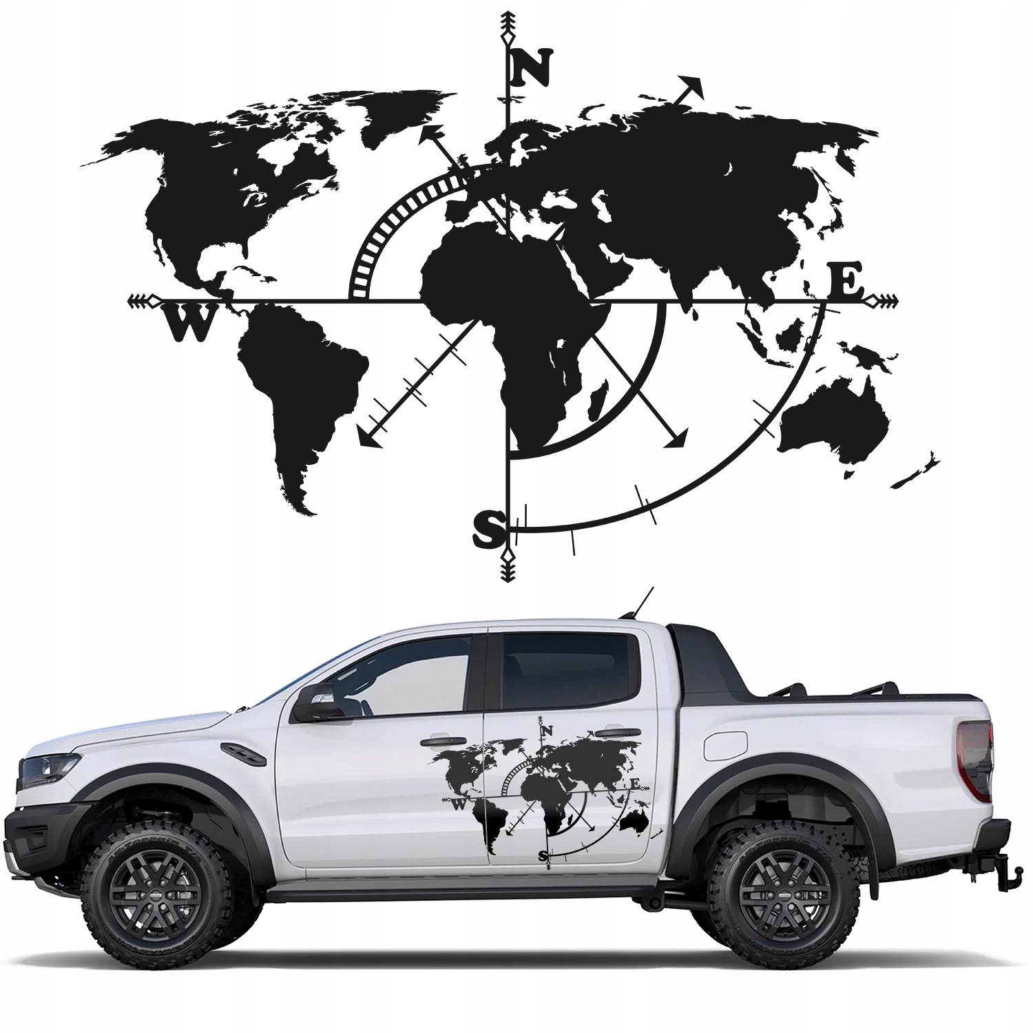 NAKLEJKI NA BOK SAMOCHODU CAMPERA MAPA 100x66 5cm