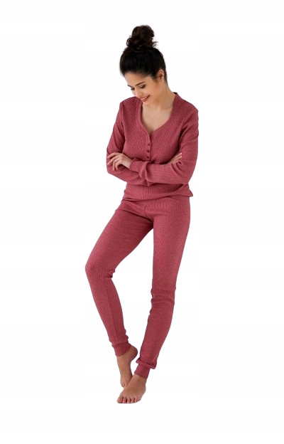 Sensis Bavlněné Pyžamo Hayley Dlouhý Rukáv Dlouhé Kalhoty Bordó L/XL