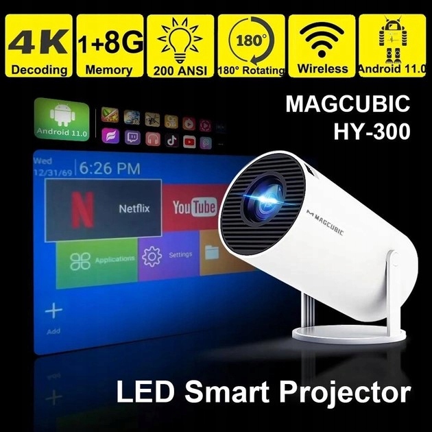 Projektor LED (MAGCUBIC) HY300 biały - Sklep, Opinie, Cena w