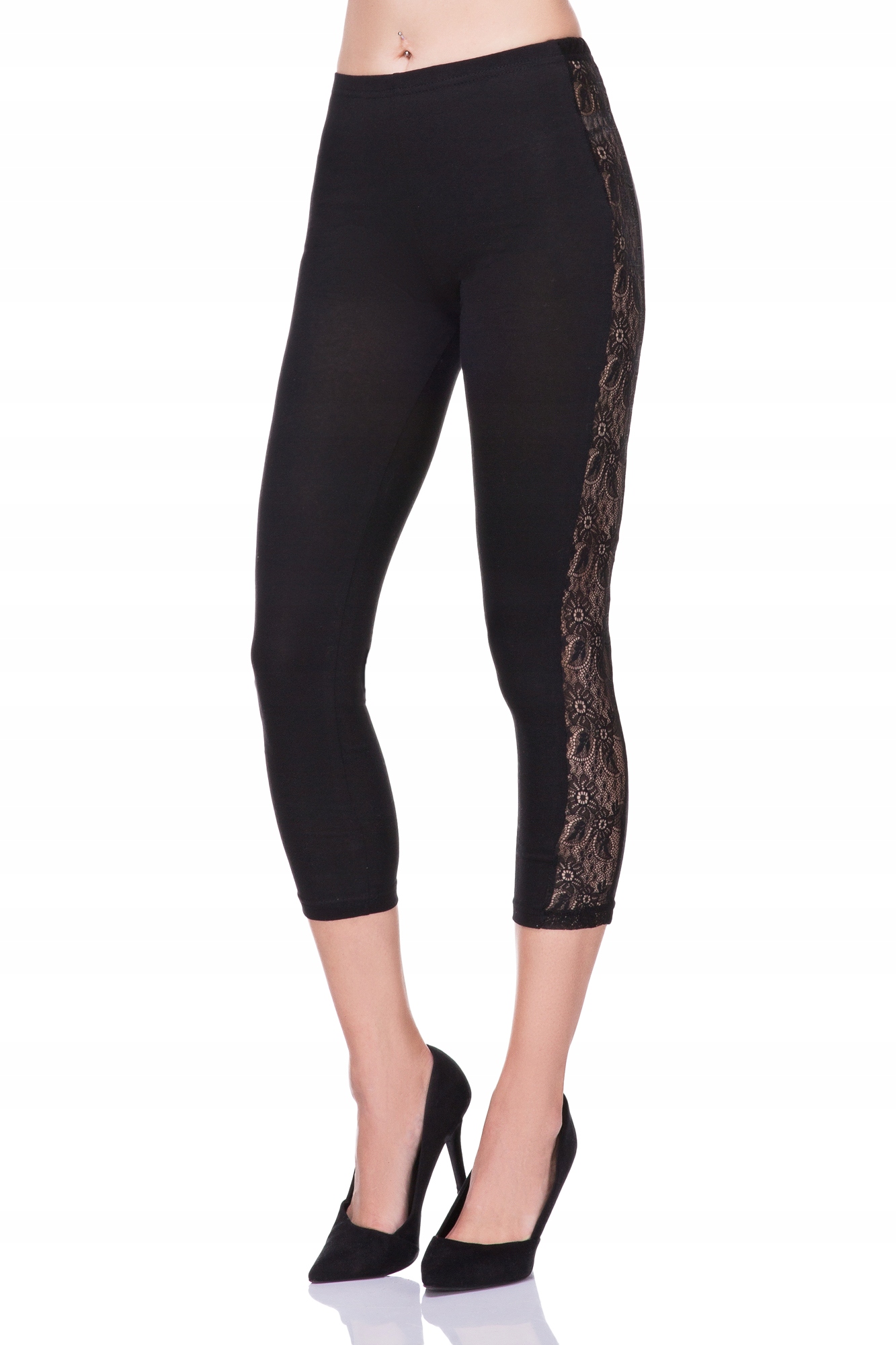 

Legginsy 3/4 Koronka Wzdłuż Uda Lampas LPL34 - M