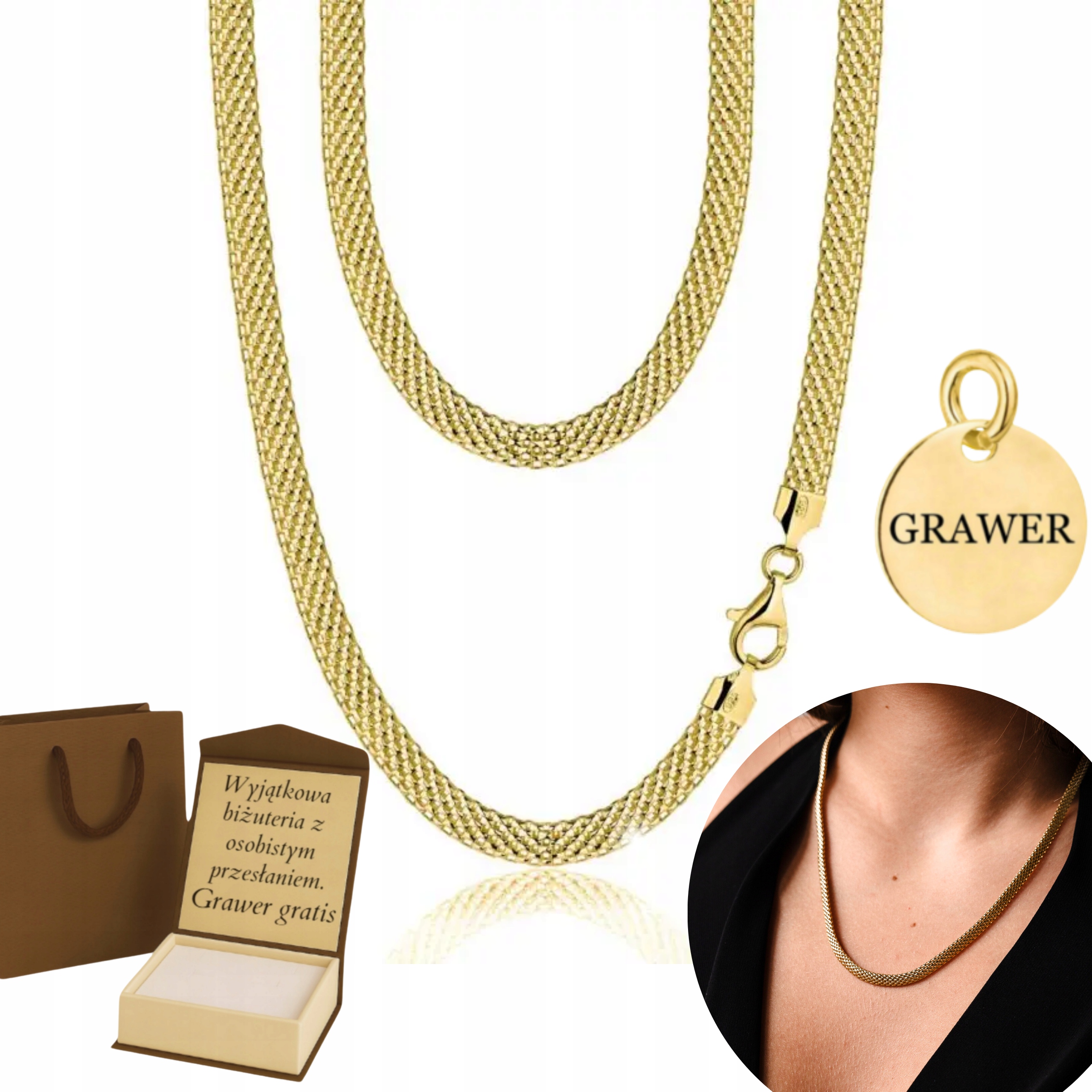 Dámský Řetízek z plného zlata Ryzost 925 585 14K Gravírování Bonus