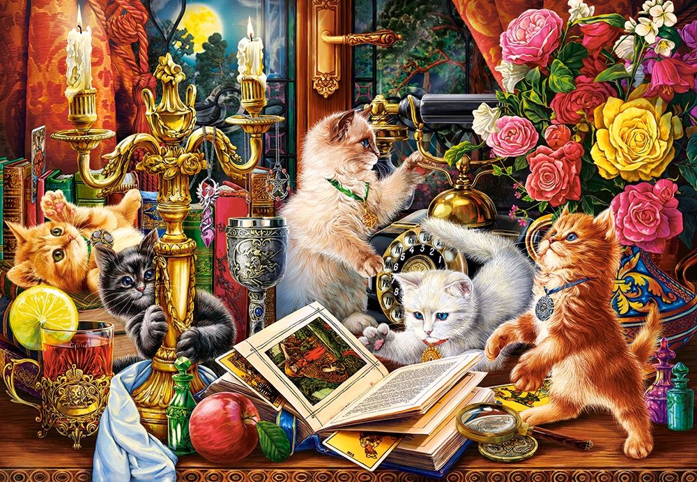 

Puzzle 1000 Zwierzęta Koty Kotki Kwiaty 9+ Castor