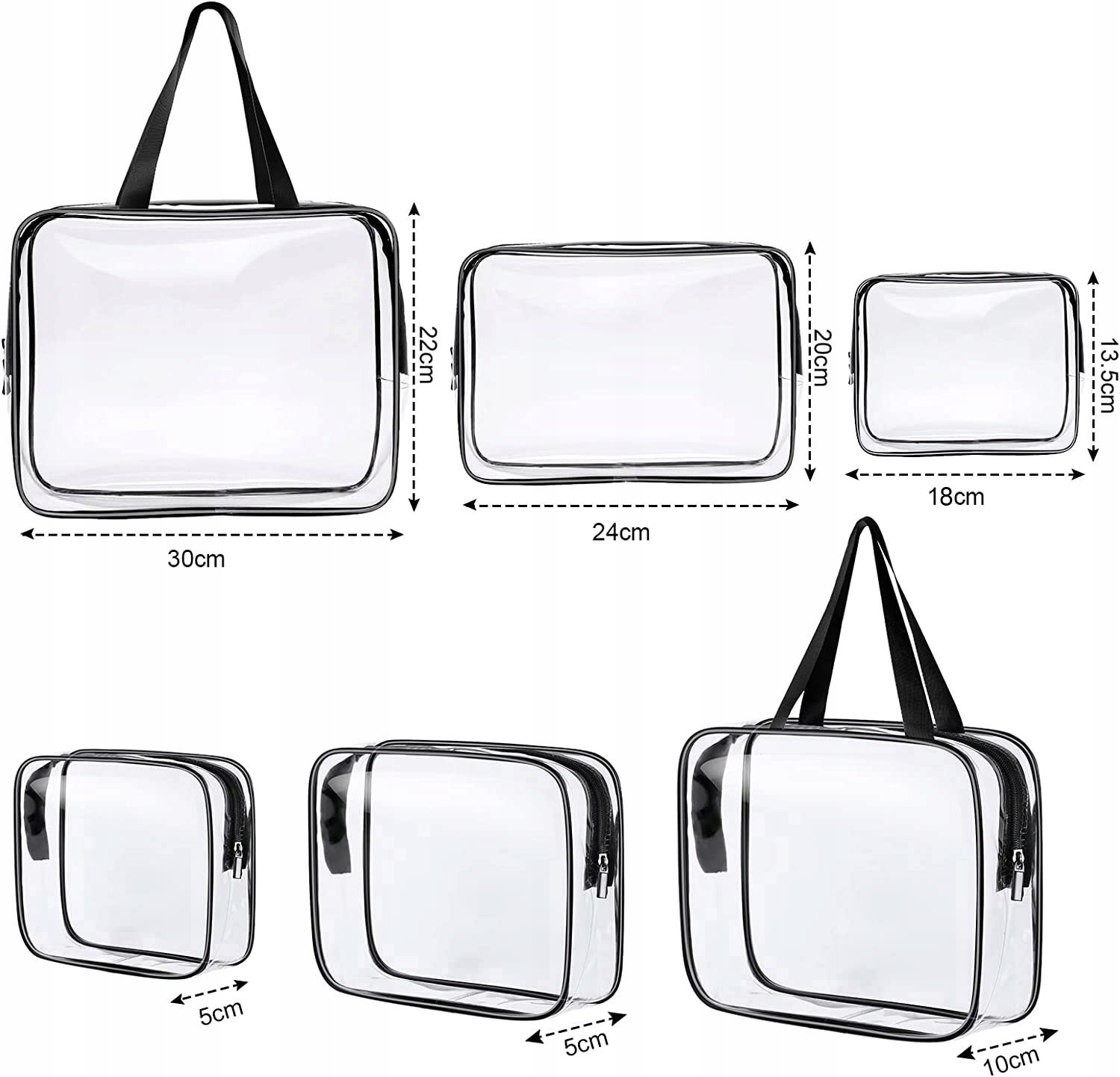 KOSMETYCZKA PODRÓŻNA MESKA DAMSKA PRZEZROCZYSTA ZESTAW DO SAMOLOTU 3W1 Stan opakowania oryginalne