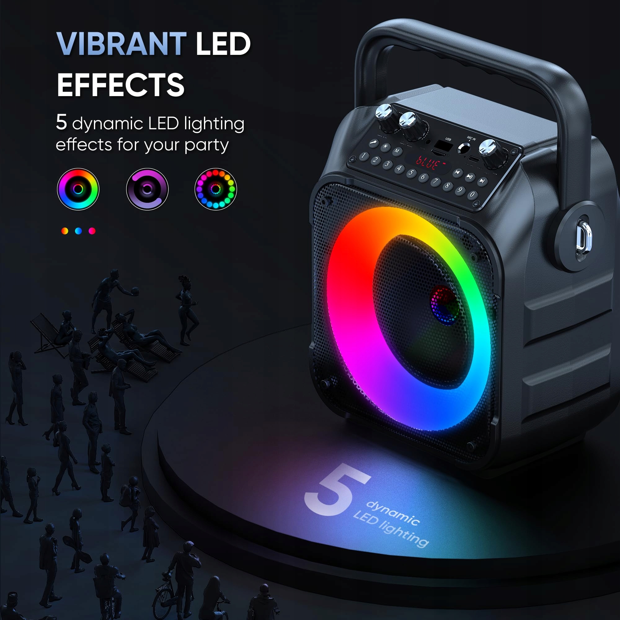 SINGINGMATE Przenośny Głośnik Bluetooth Karaoke Z Mikrofonami LED — miniatura 4