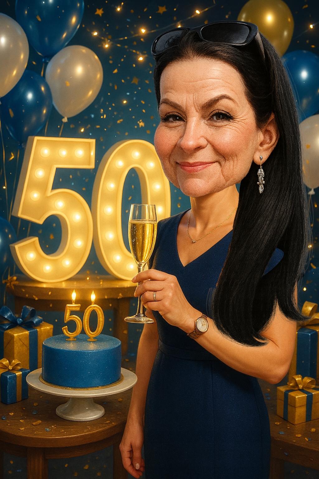 Karykatura Ze Zdjęcia Plakat 50 Urodziny Kobiety Personalizowany