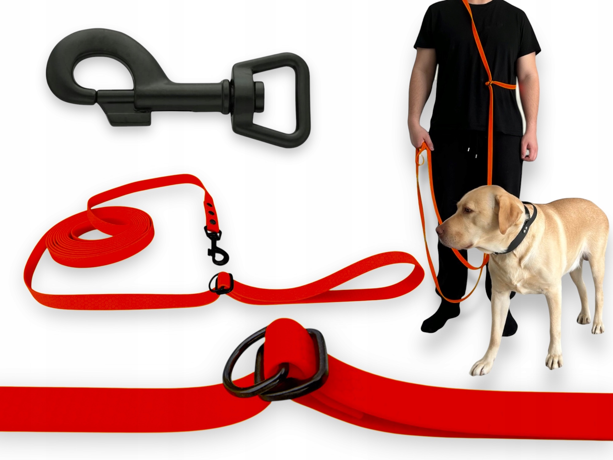 Vodítko Nastavitelná, Přepínatelná, Voděodolná, Měkká, Biothane Pvc| 10M 16MM