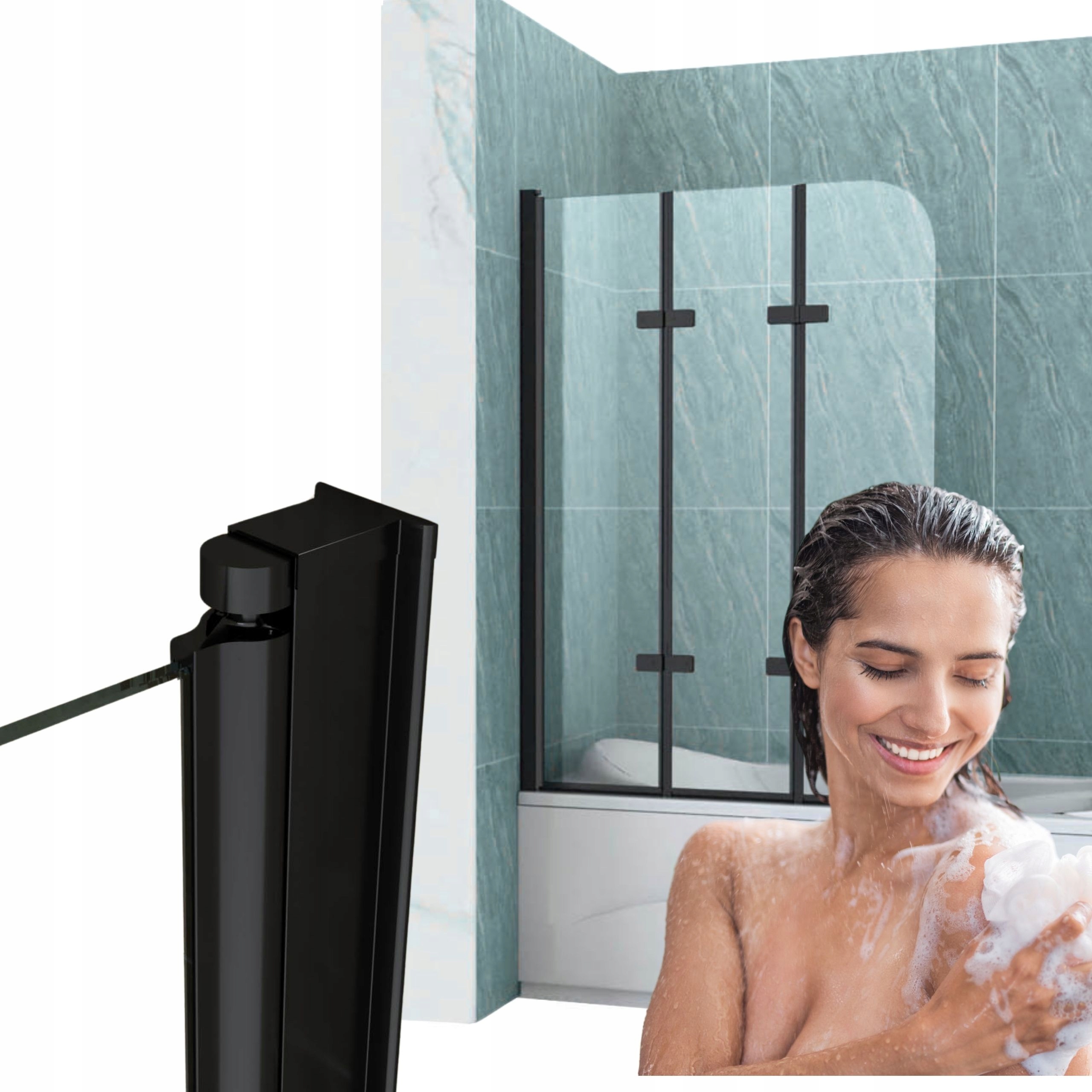 Paraván Vannový Marion 3-DÍLNÝ 120X140 Skládací Černý