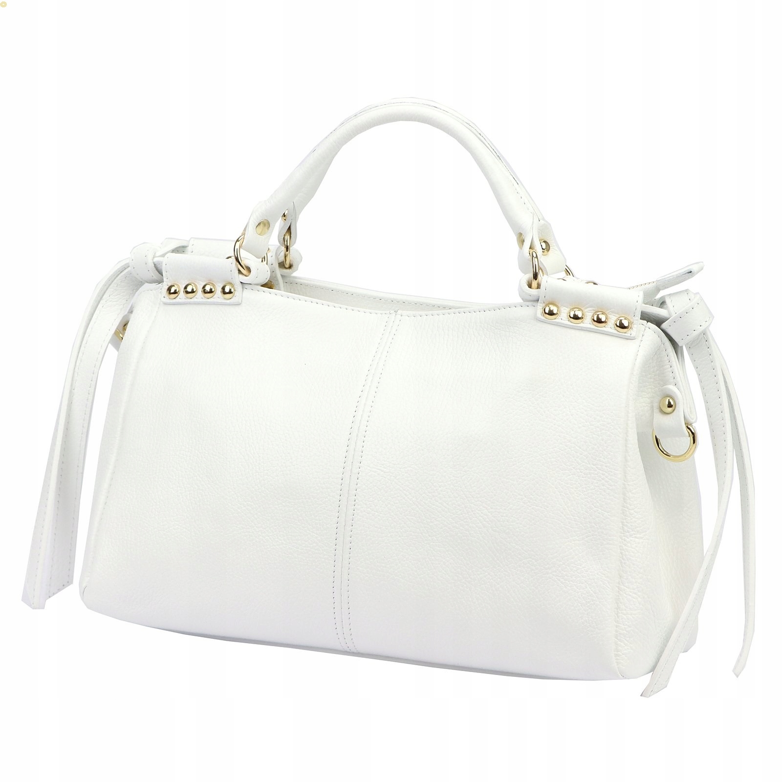 Dámská Kabelka Shopper Vera Pelle Přírodní Kůže Bílá Kufřík Kožený