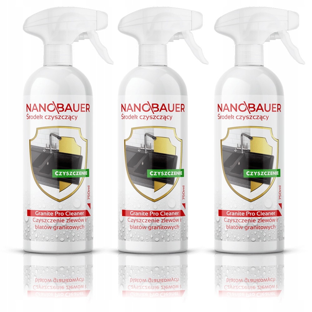 Levně 3x Čistič kapalina do kamenného granitového dřezu Nanobauer 750ml