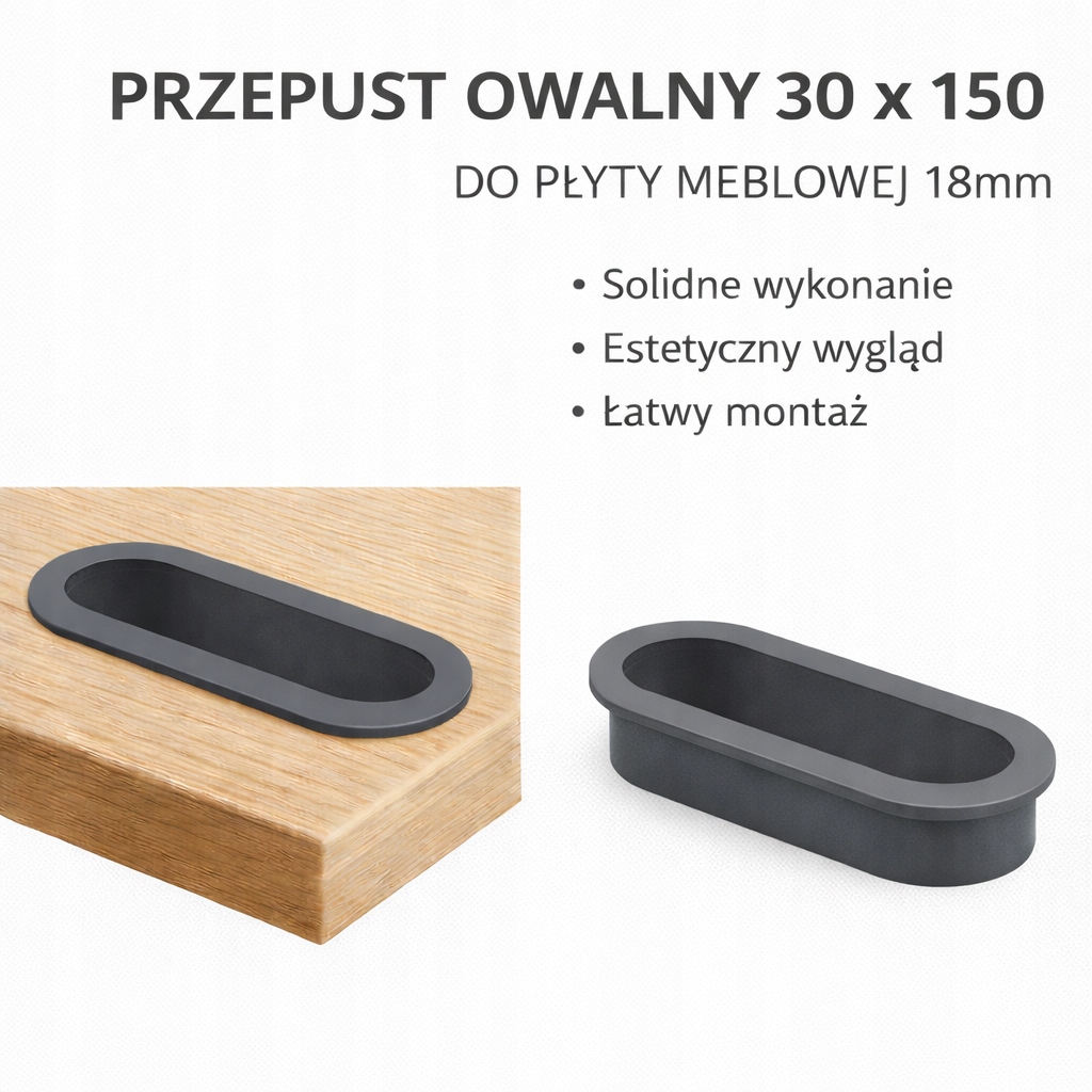 Przepust owalny 30 x 150mm czarny