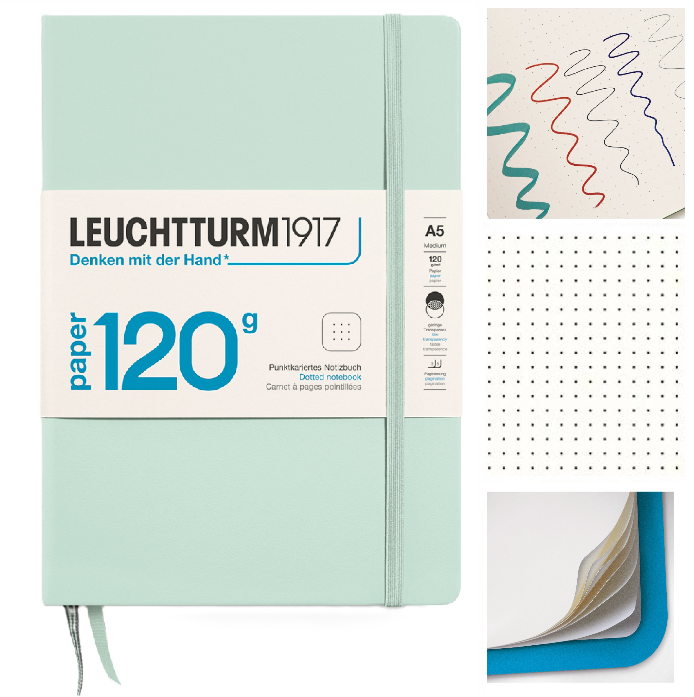 LEUCHTTURM1917 Notatnik Notes A5 Kropka 120g bullet journal w kropki Mint