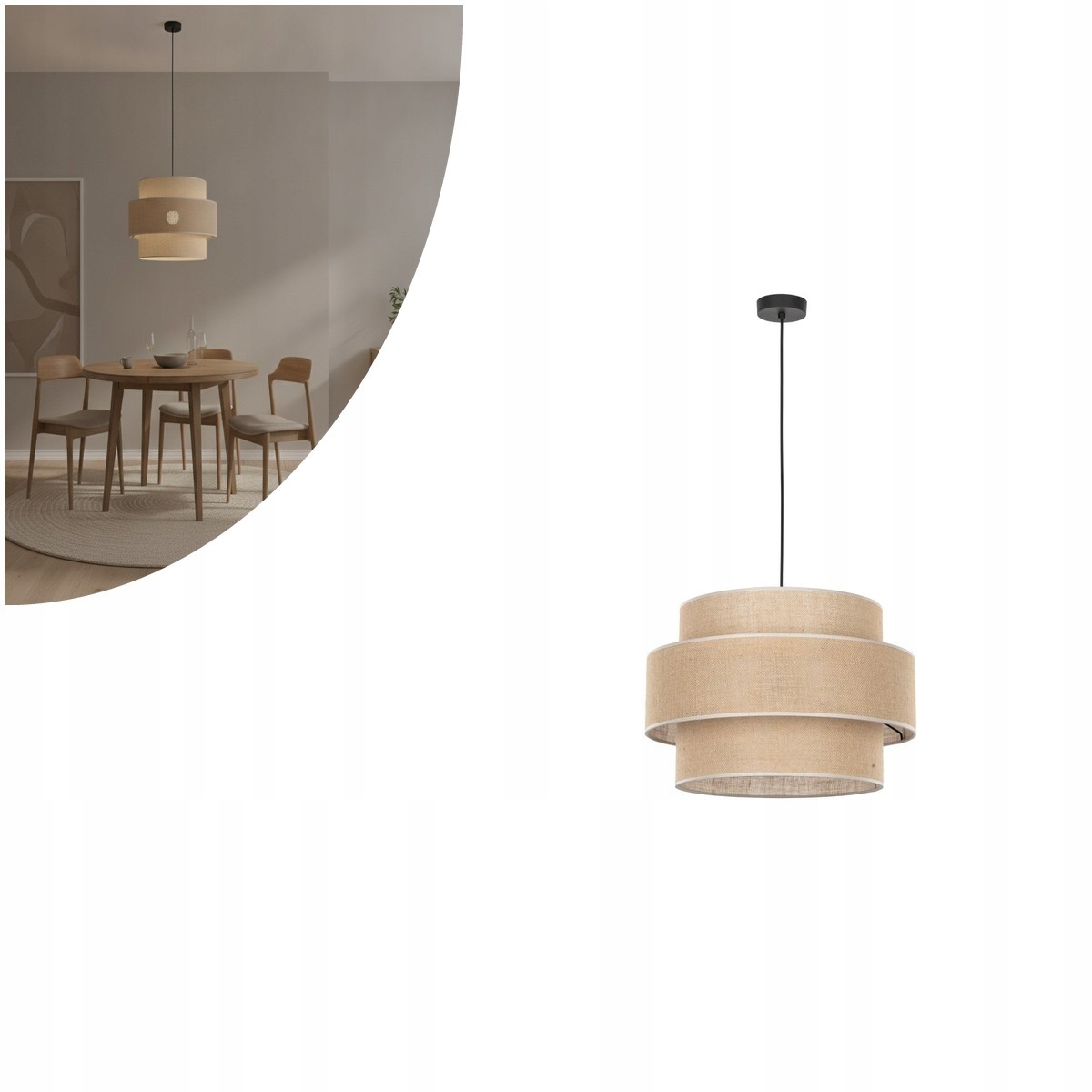 Béžová závesná lampa Calisto Juta nad jedálenský stôl Tk Lighting