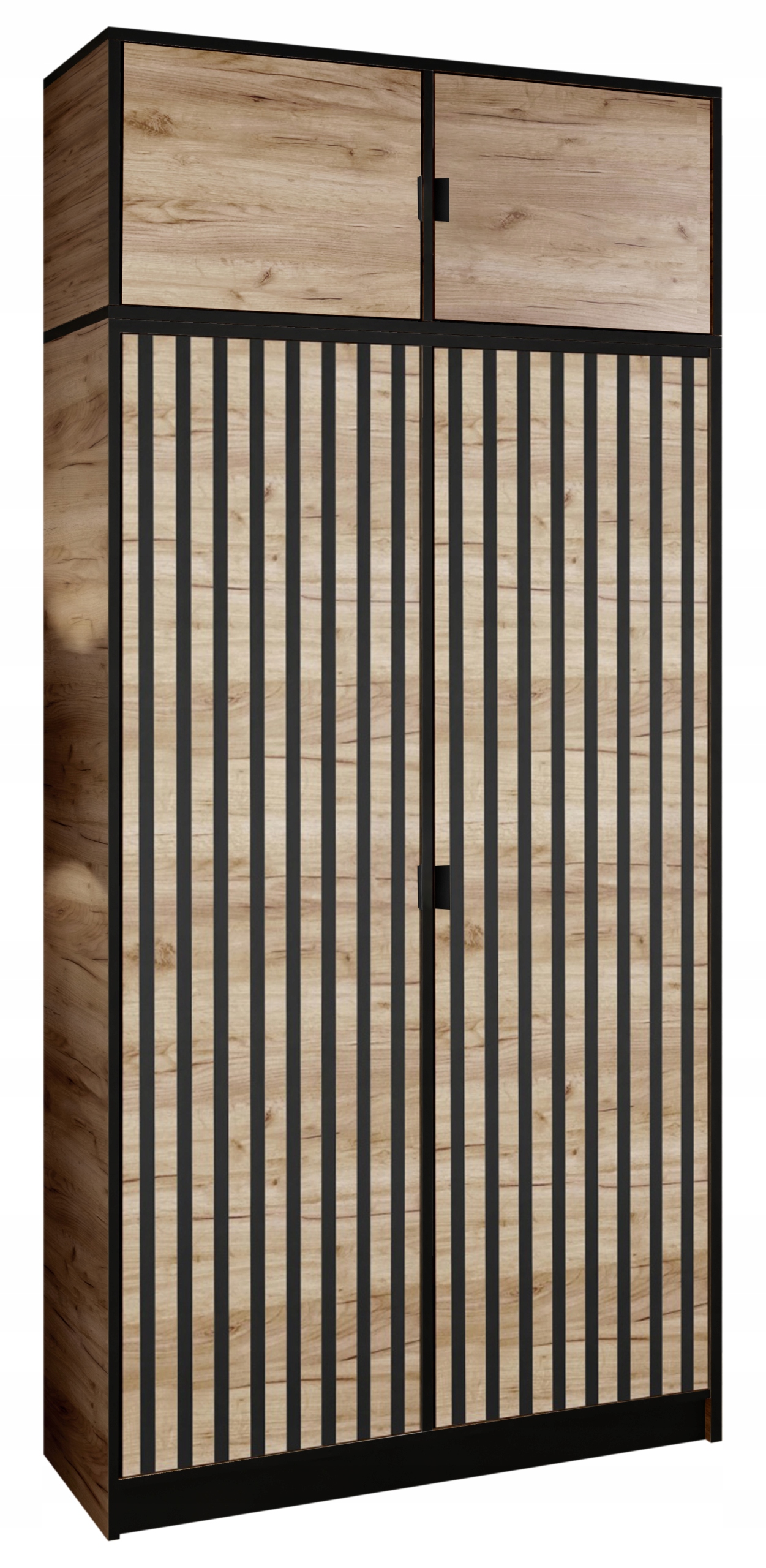 Skříň Lumi 105 2D Dub Craft, vzor 3, černý úchyt s nástavcem