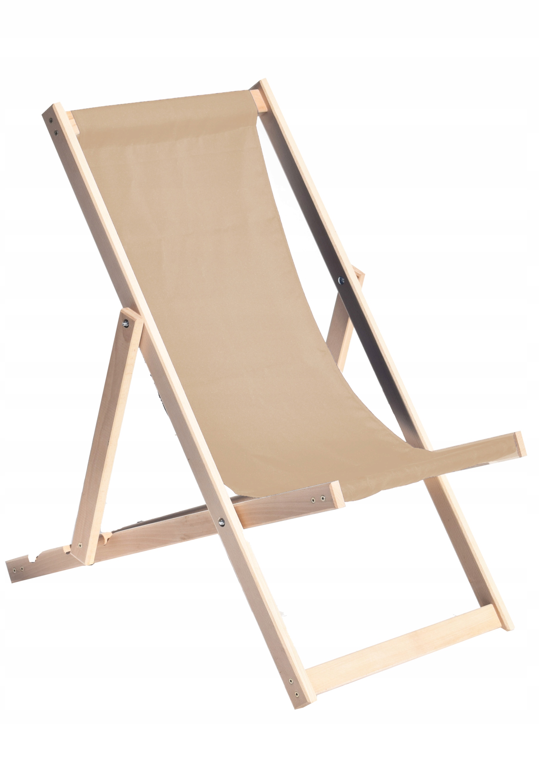 Leżak Drewniany Plażowy, Ogrodowy Składany Beżowy 3 Pozycje Producent
