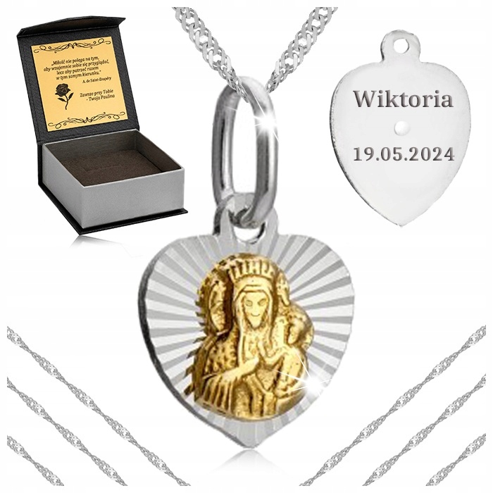 Stříbrný Řetízek Medaile 925 Dárek Pro Dívku K Přijímání Gravírování