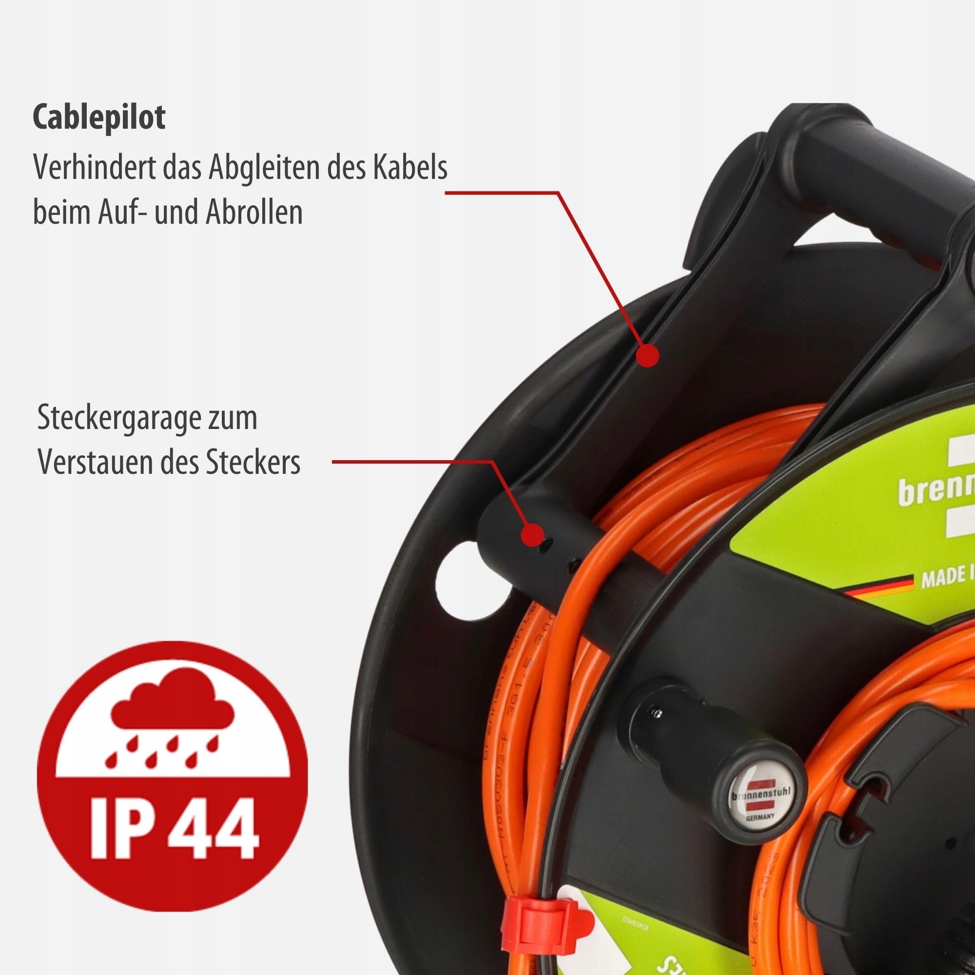 BRENNENSTUHL Bęben Kablowy Ogrodowy IP44 40m Recykling Zewnętrzny Niemcy — miniatura 5
