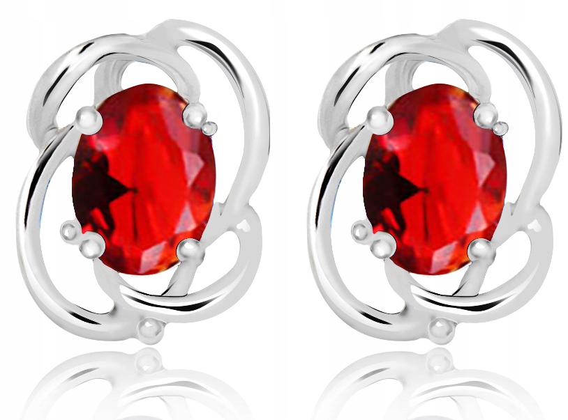 

Kolczyki Srebrne Z Czerwonymi Cyrkoniami Pr.925!