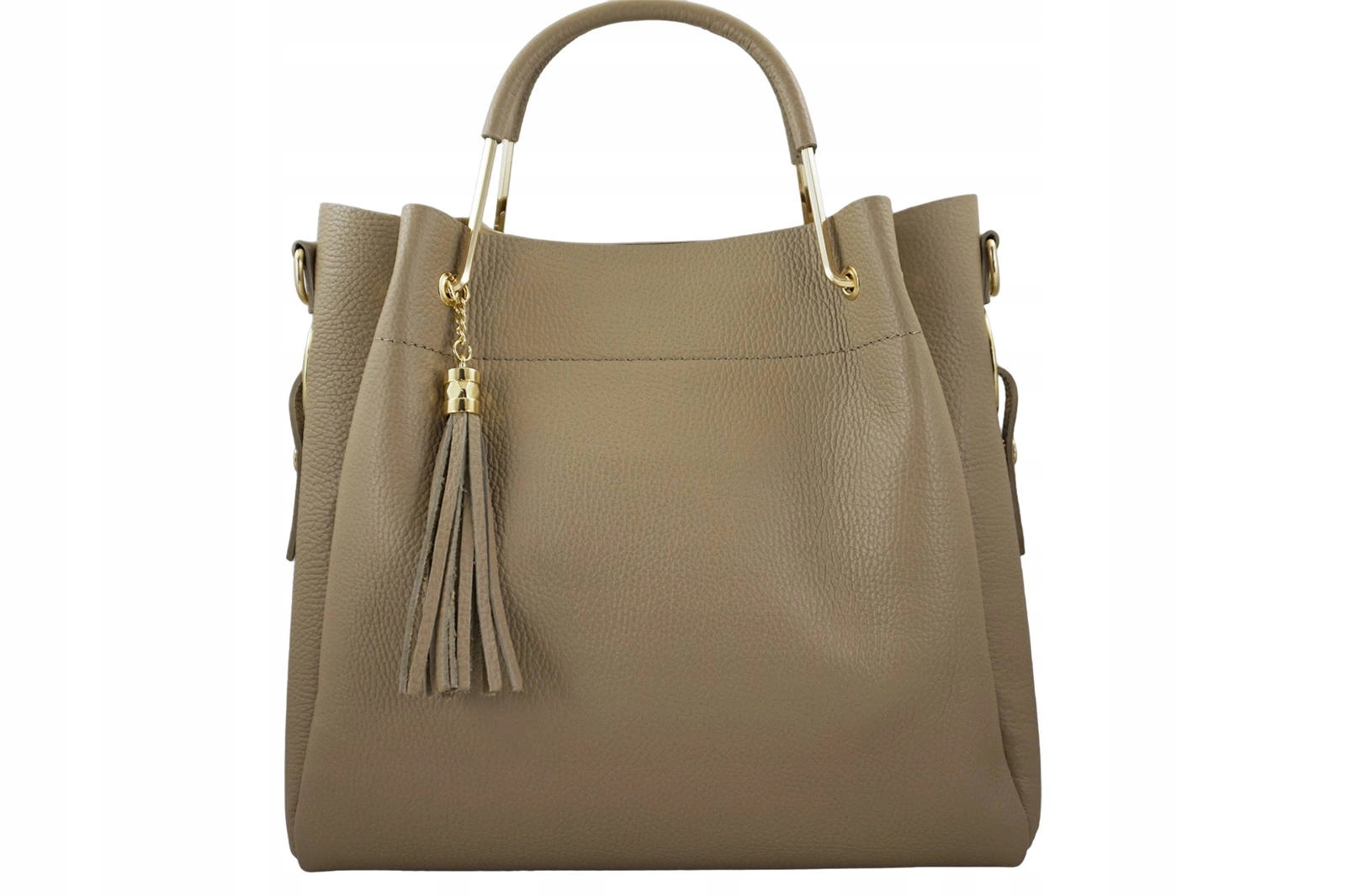 Dámská kufřík z přírodní kůže s třásněmi béžová