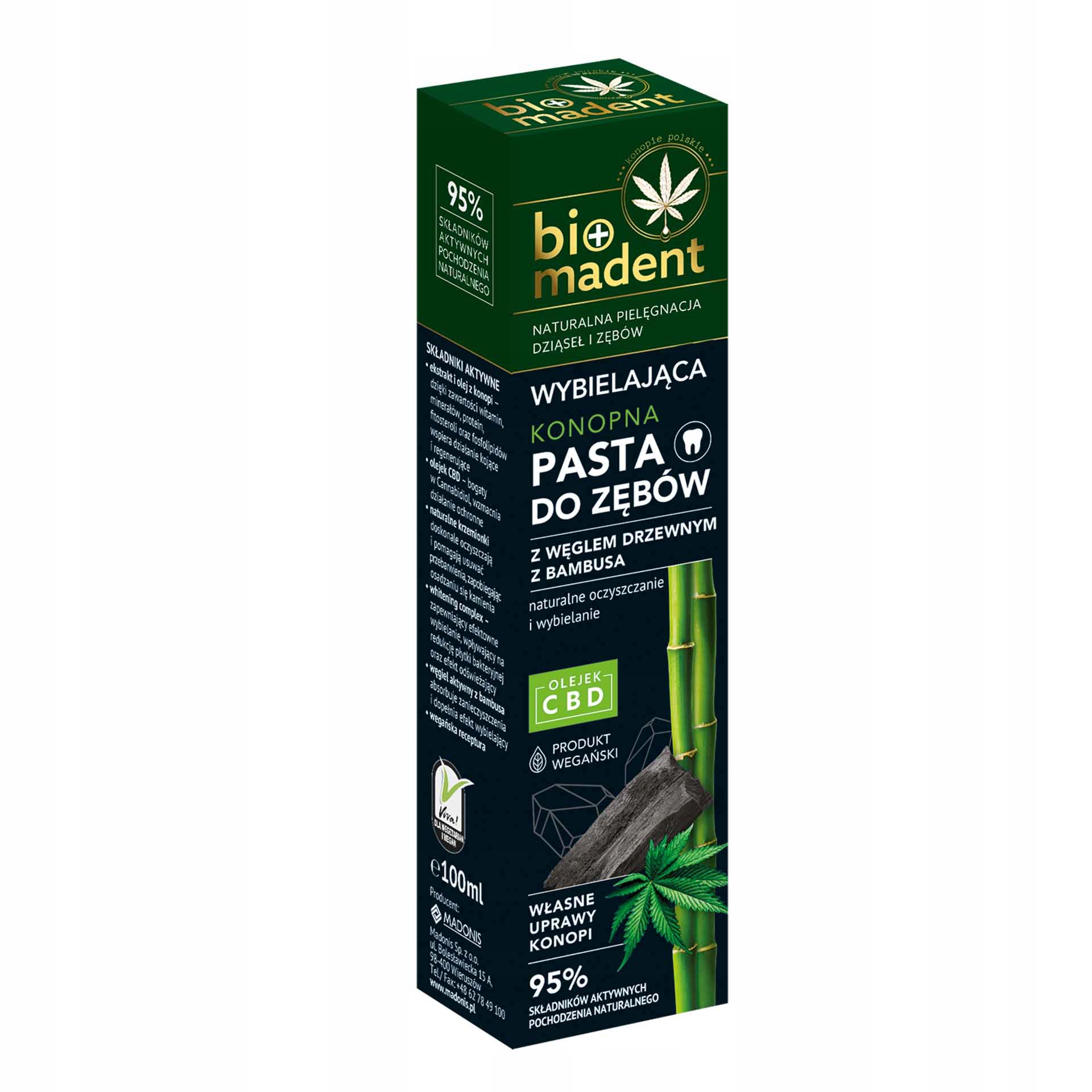 

Bio Madent Konopna Wybielająca Pasta Do Zębów Z Wę