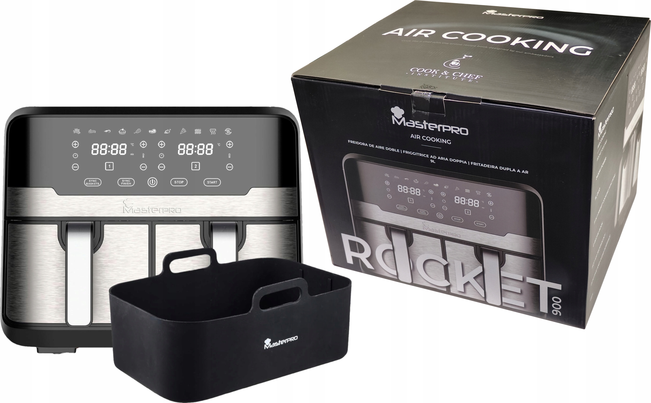 Frytkownica Bezolejowa Masterpro Rocket Duo 900 4200W 9l Czarno-srebrna
