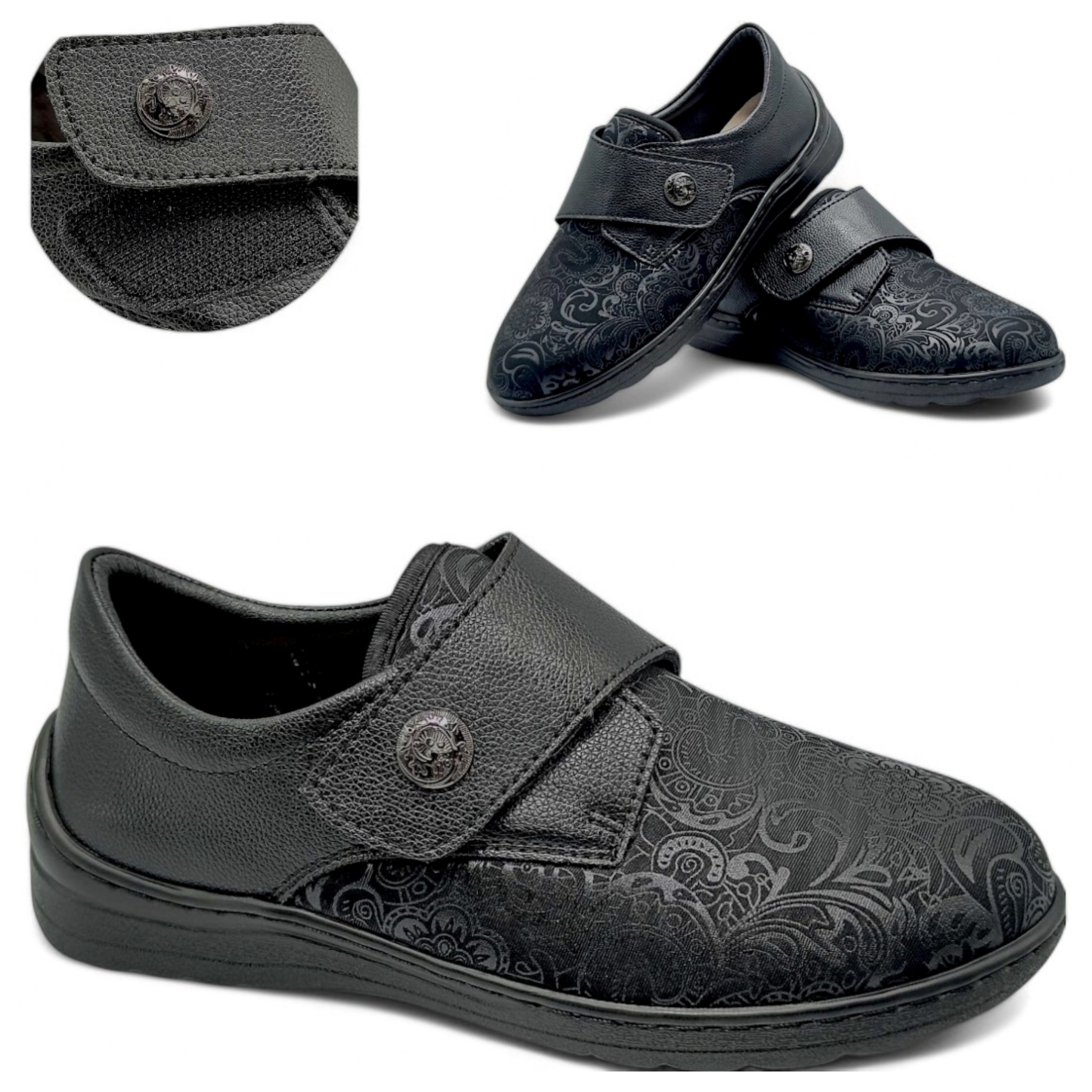 Półbuty Damskie Skórzane 41 na Haluksy Elastyczne Lekkie Czarne Unisoft