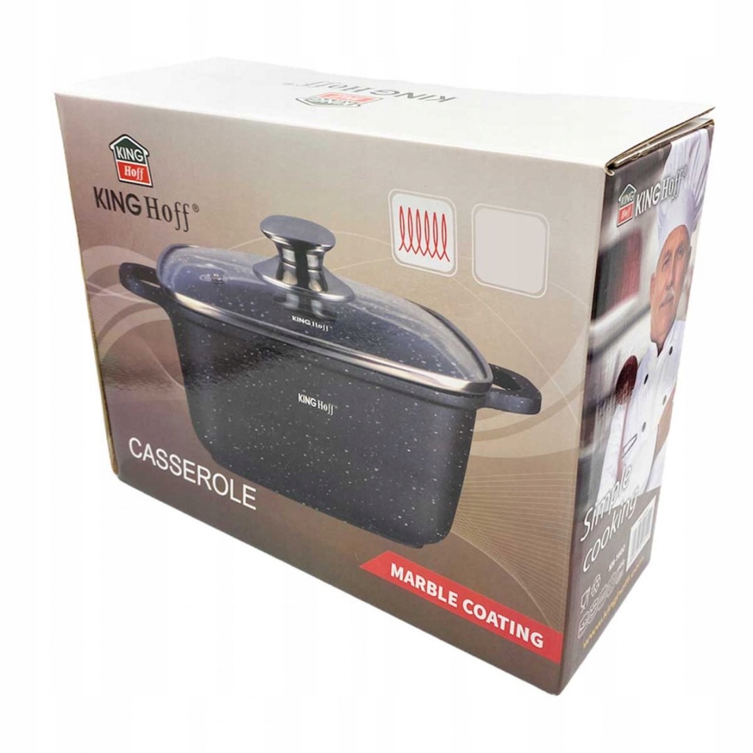 Garnek z Pokrywką MARMUROWY 24cm 4,5L KINGHOFF Typ powłoki marmurowa