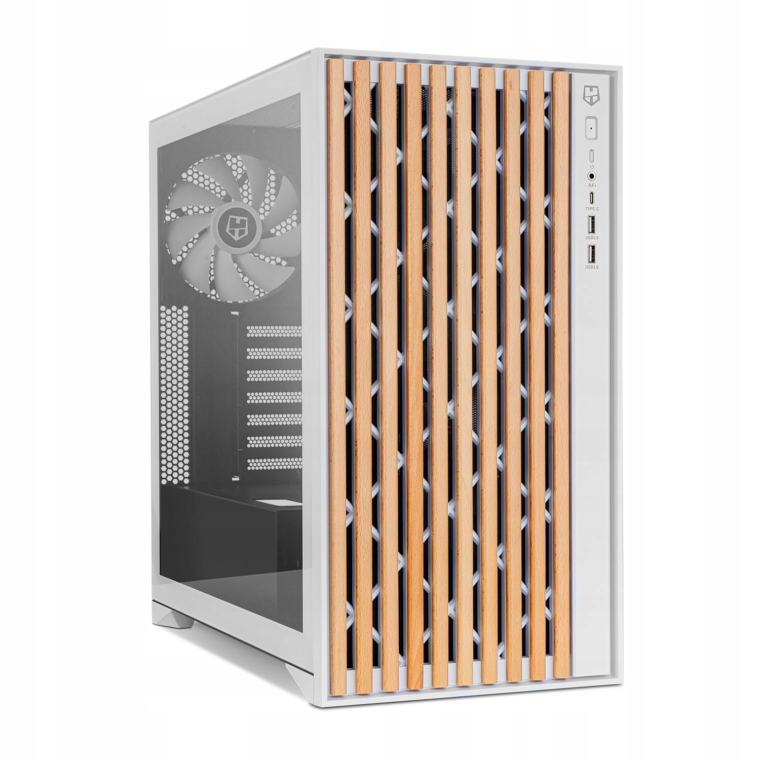 Počítačová skriňa Nox Hummer Element biela 3x 140 mm, sklenené ventilátory b