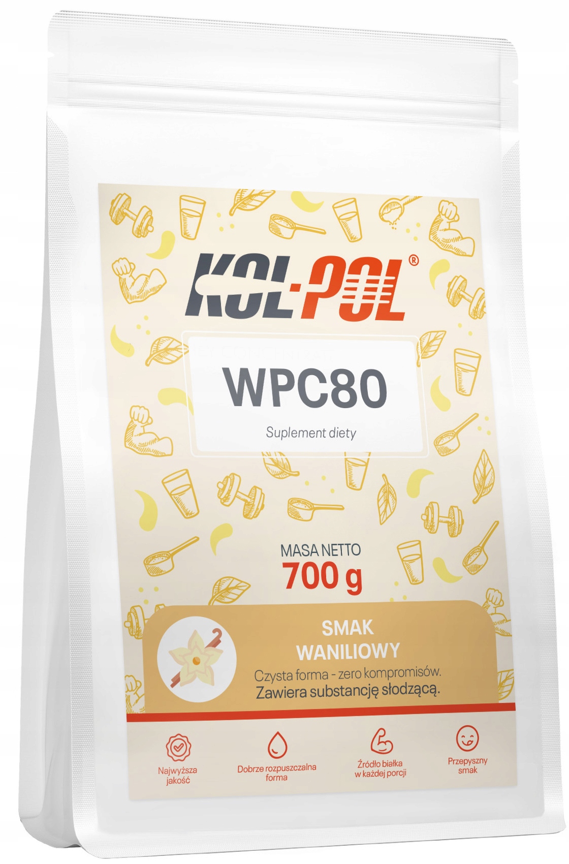 Wpc 80 Vanilková Bílkovina 700 g Protein syrovátkový protein Kol-Pol