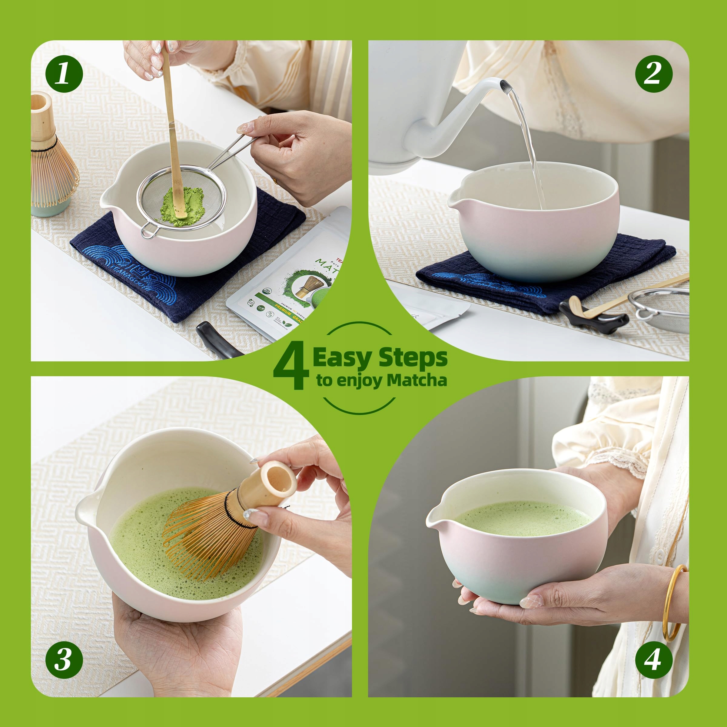 TEANAGOO Zestaw Do Herbaty Matcha Zielona Herbata Z Akcesoriami 7 Części — miniatura 4
