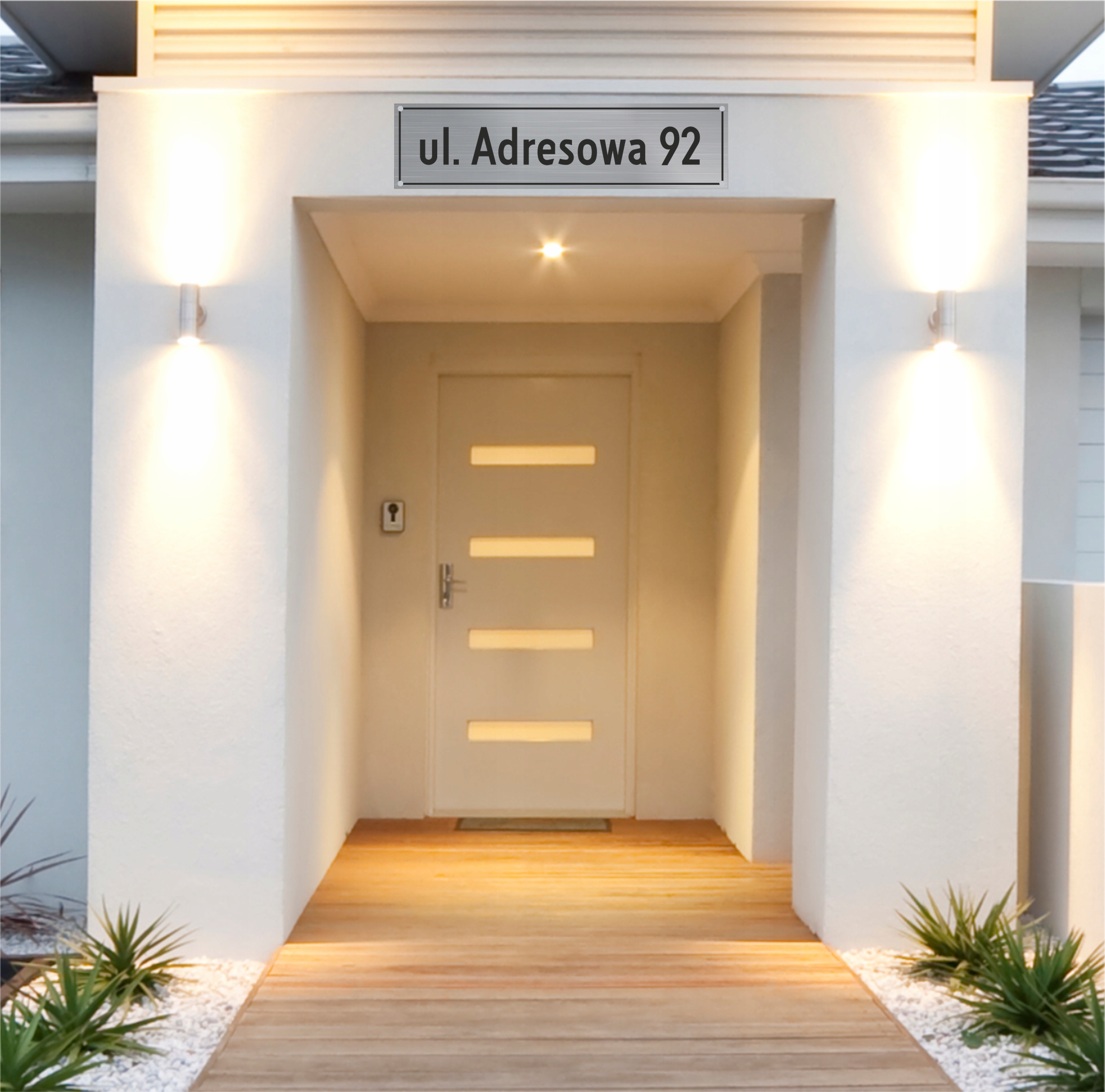 TABLICZKA ADRESOWA SZCZOTKA 60x15+DYSTANSE MONTAŻ. Rodzaj tablicy drukowane