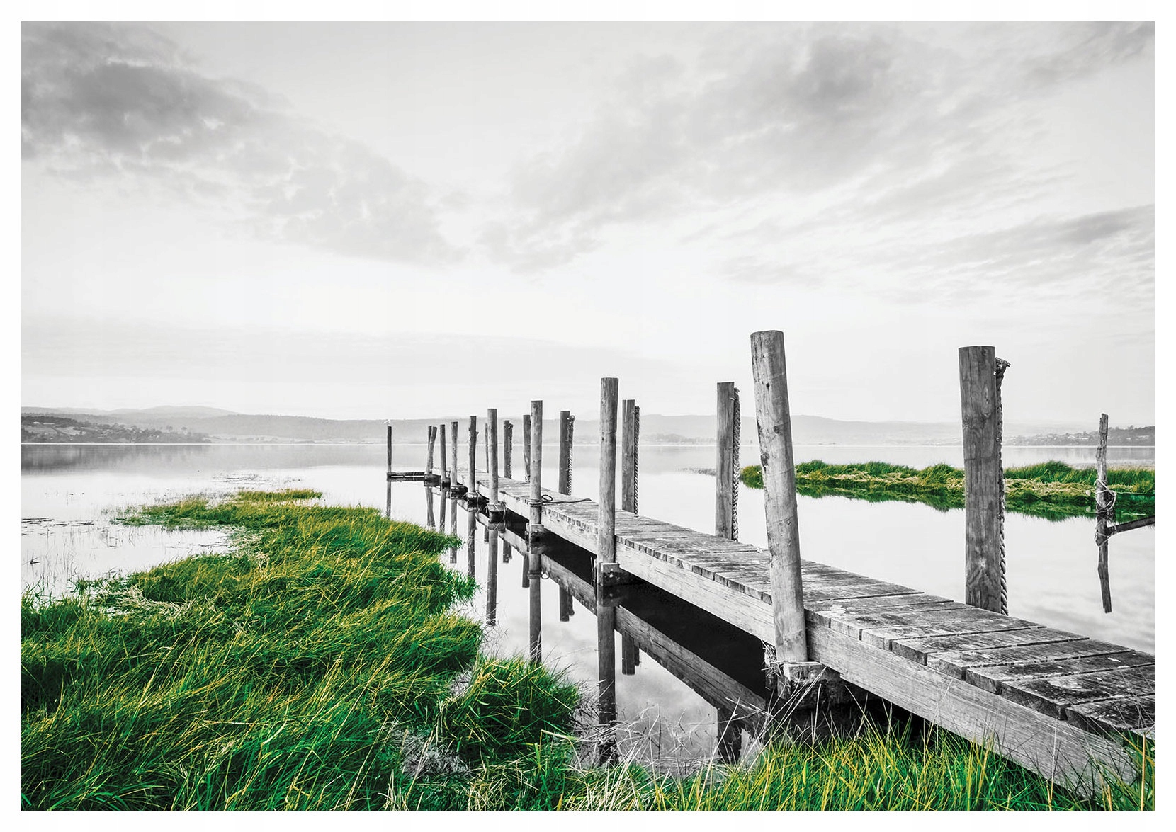 Fototapeta Dřevěné Molo Klid Relax Příroda Zeleň Voda 200x140 lepidlo