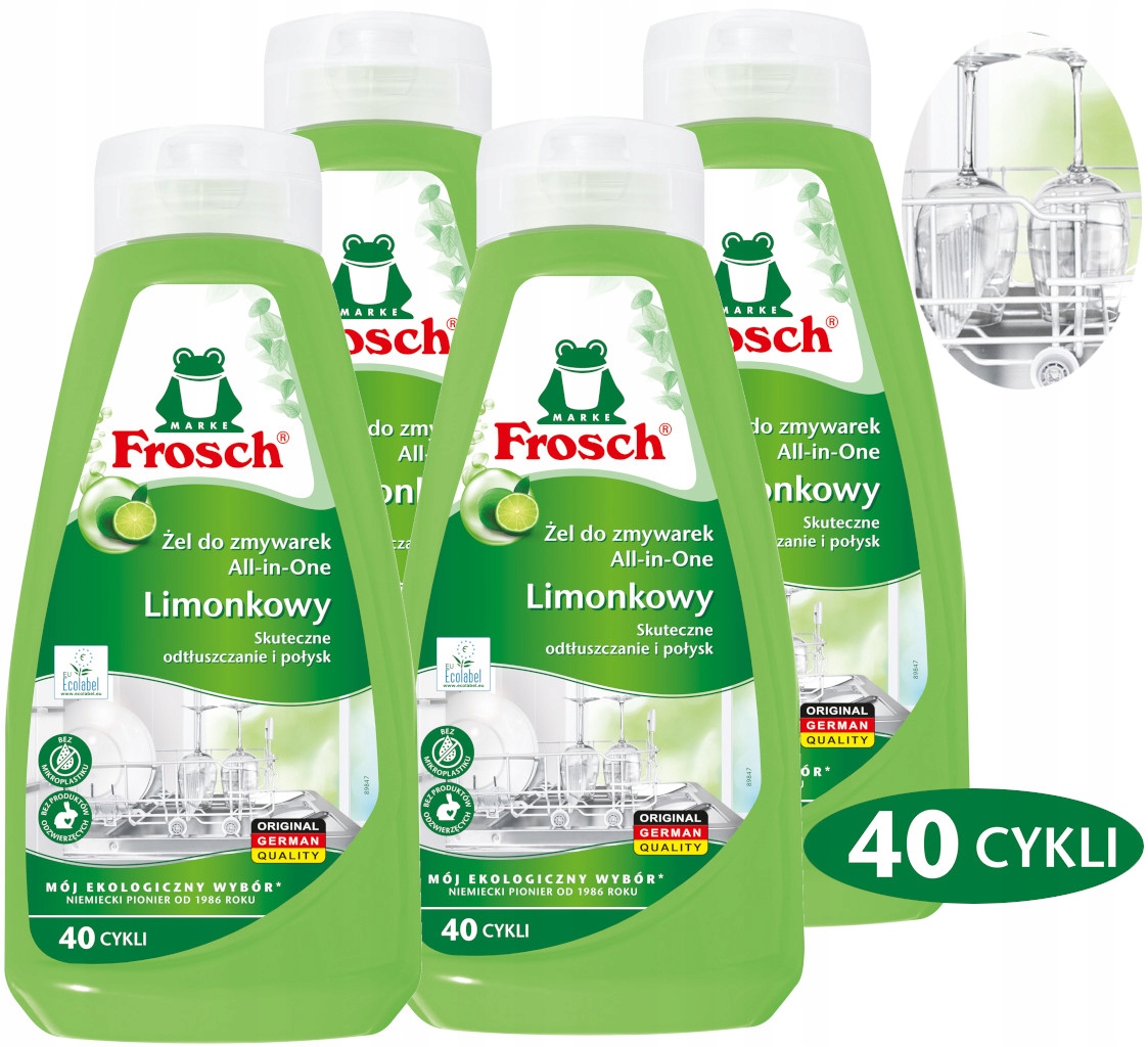 Frosch Ekologický Gel do myčky nádobí All in 1 Limetka 650ml 40 praní x 4