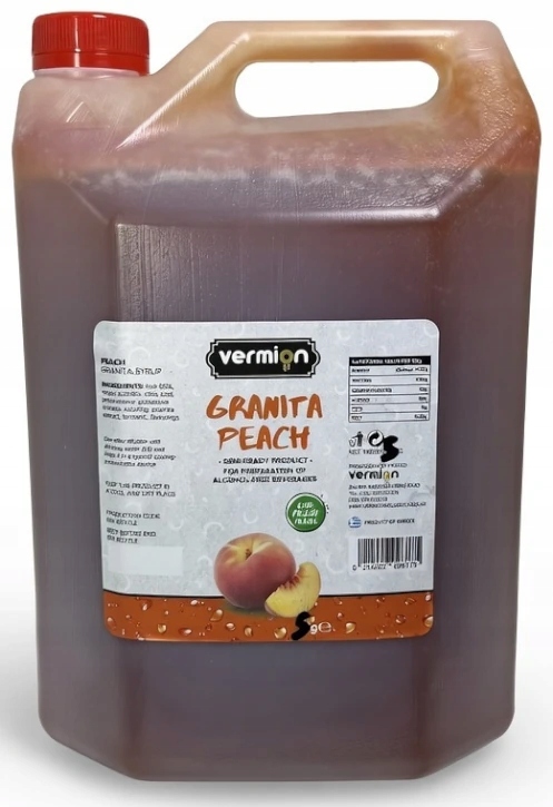 Granita Brzoskwinia syrop koncentrat Vermion Deluxe 65% owoców Peach 5l