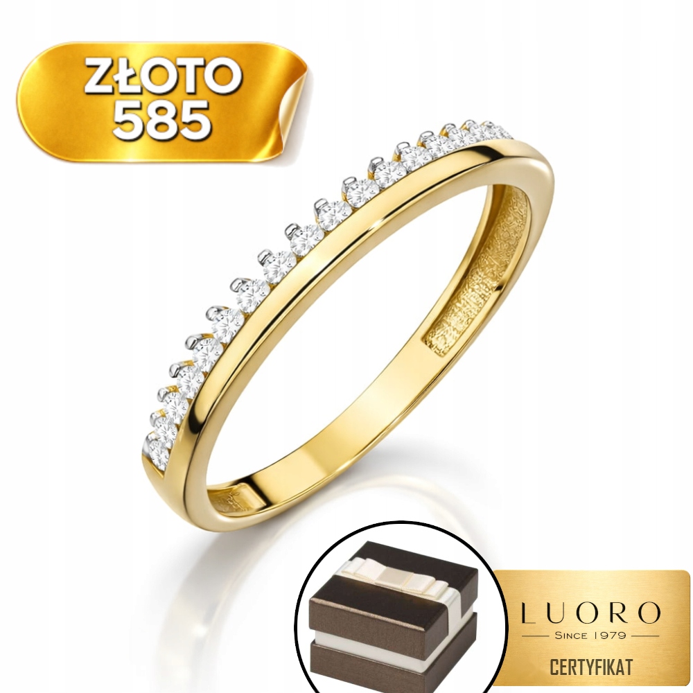 Prstýnek 585 14K Hladká Lišta Se Zirkony Šířka 1,8 MM R16