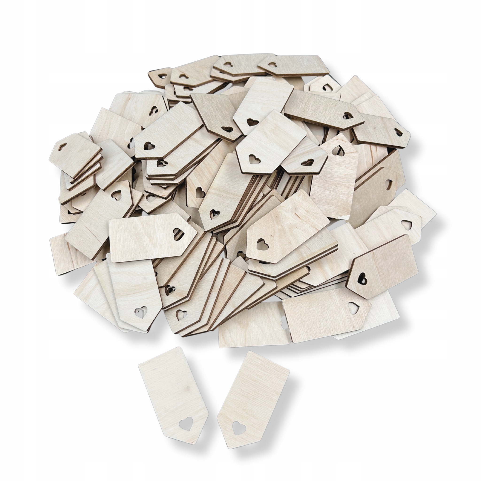 Dřevěné lístky 3,5x7 cm 150 Ks přívěsků z překližky pro dárky