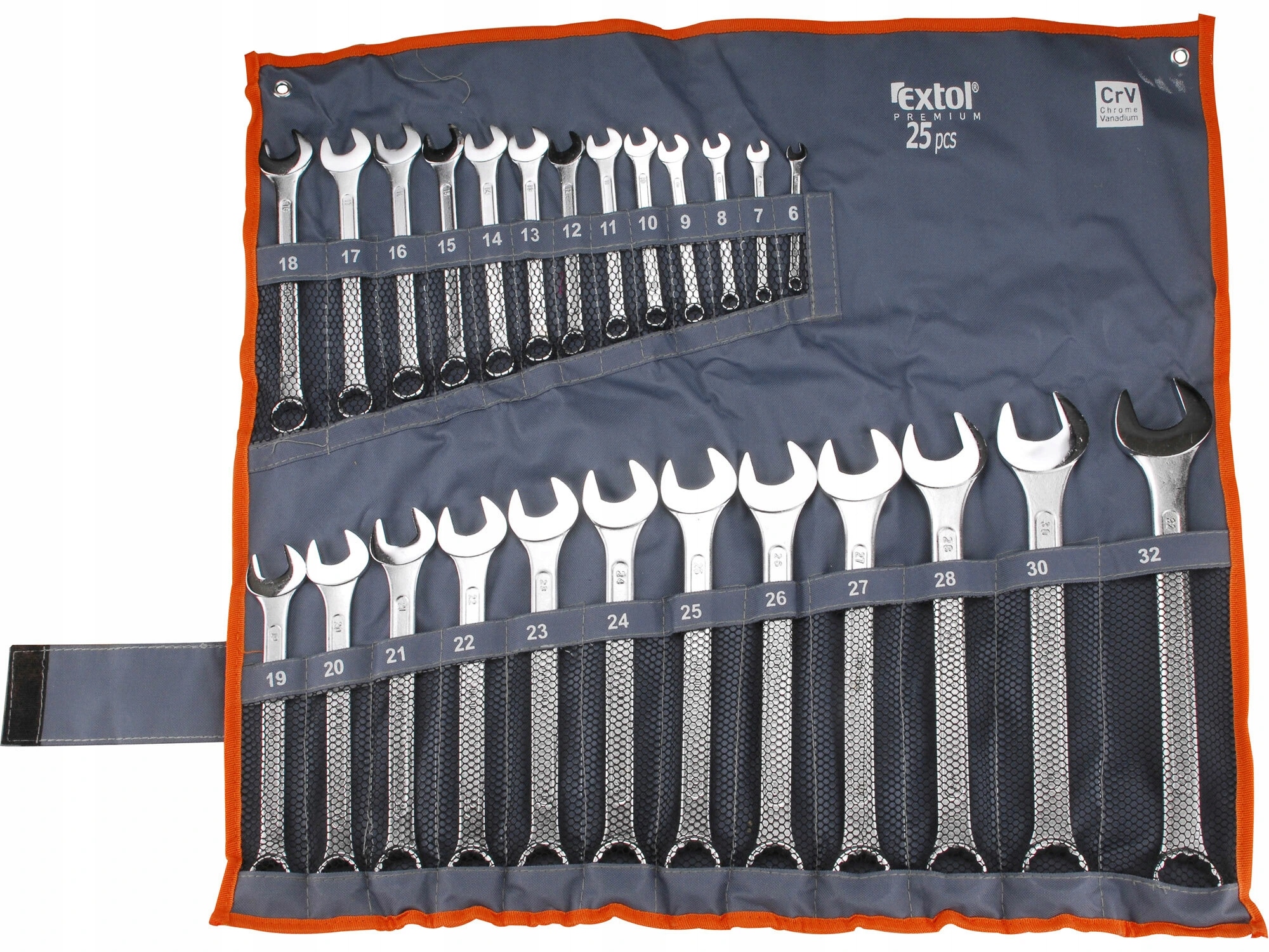 Kľúče očko-vidlicové, 25-dielna sada, 6-32mm, CrV, Extol Premium