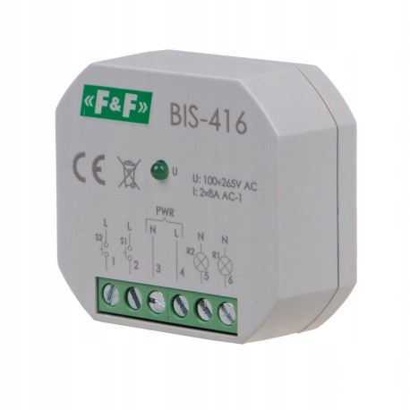 Przekaźnik bistabilny 2-kanałowy 8A 230V BIS-416