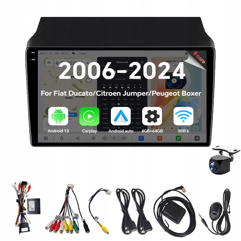 2Din Android autorádio pro Fiat Ducato Citroen Jumper Peugeot Boxer 4G 64G