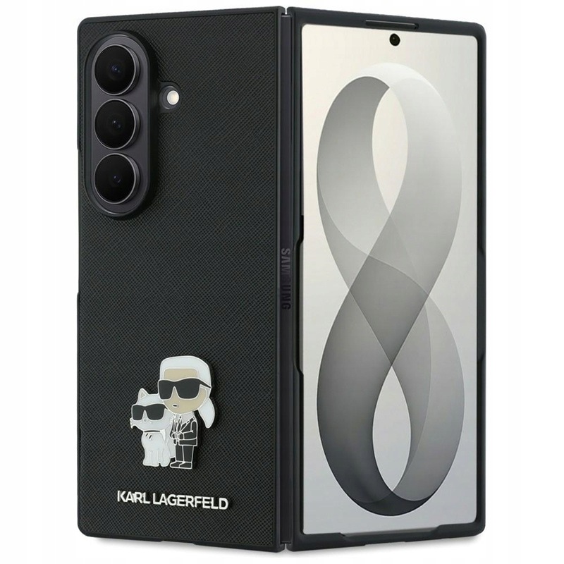 Pouzdro Karl Lagerfeld Choupette Saffiano pro Galaxy Z Fold 8 Ultra Černé