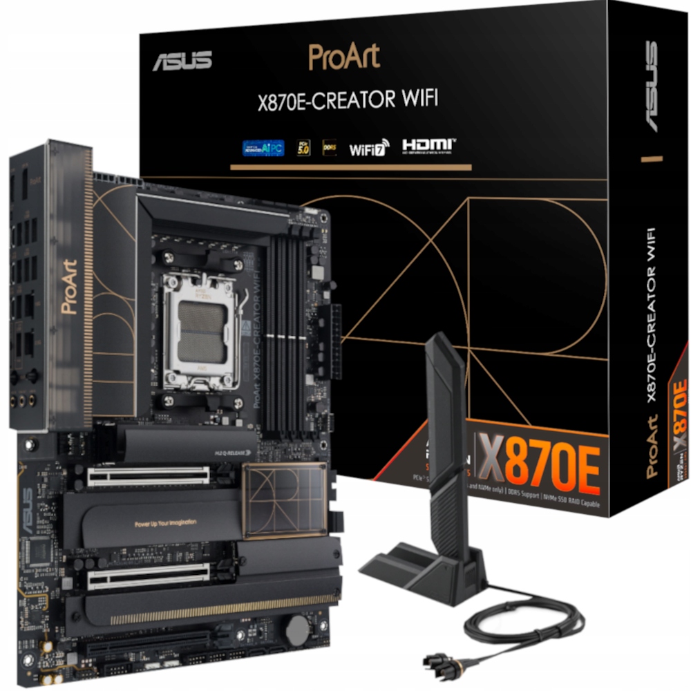 Základní deska X870E Amd AM5 pro Ryzen Asus WiFi7 Atx USB4 síť 10G 11xUSB