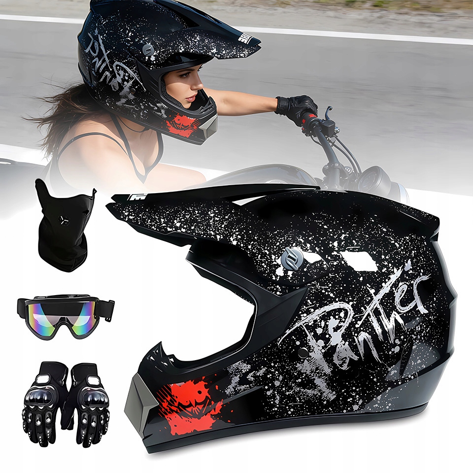 Zestaw dla dzieci Motocross Helmet Full-Face gogle terenowe rękawice S