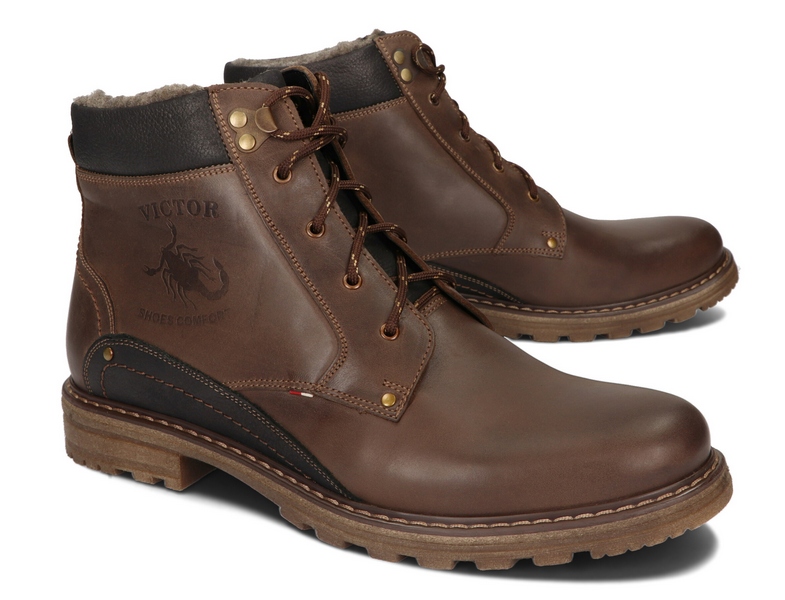 

Kozaki Obuwie Zimowe Polskie Skóra 252 Brązowy 45