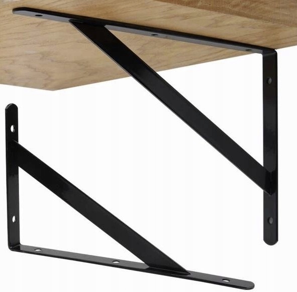Wspornik pod półkę 300x185mm czarny metalowa Podpórka Uchwyt